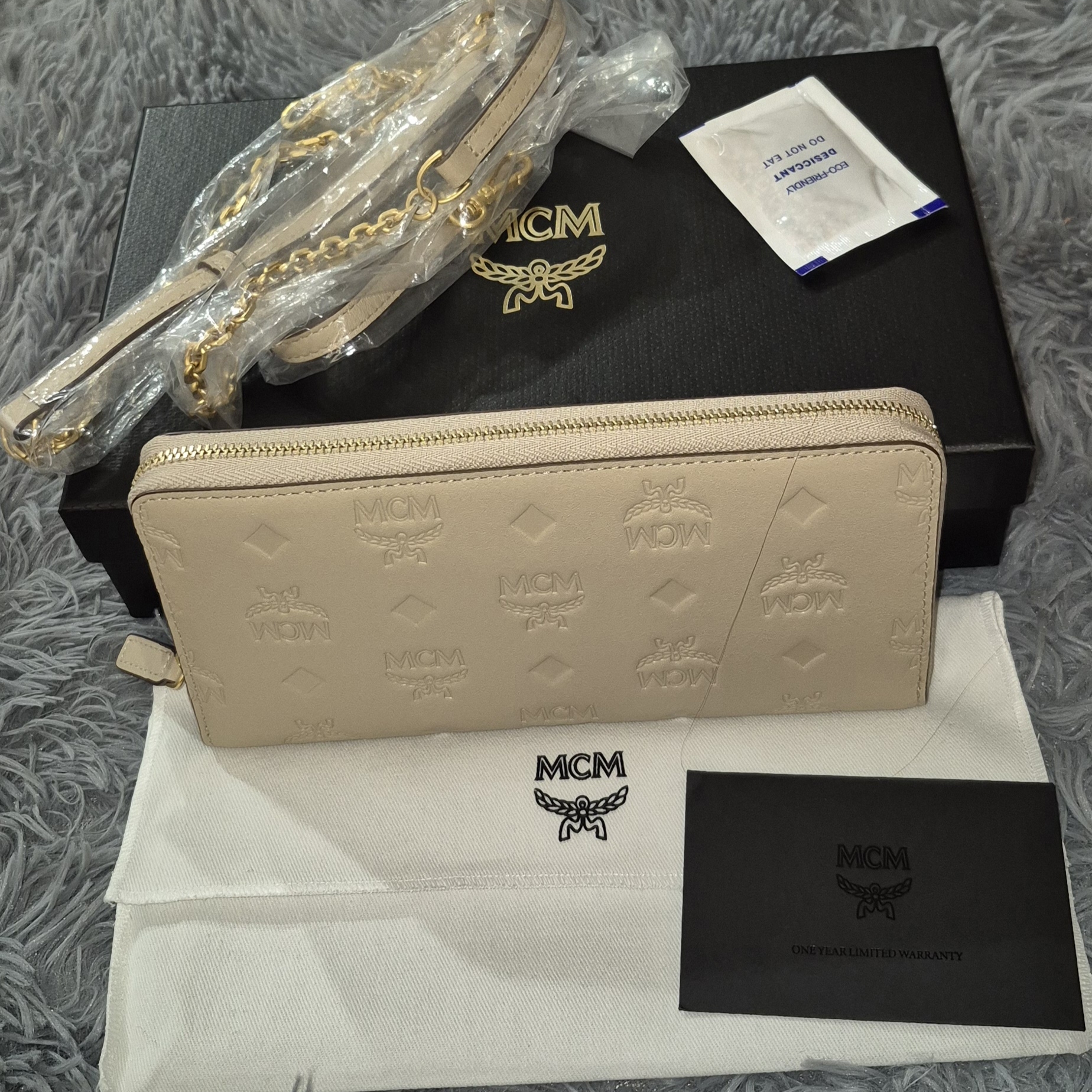 Mcm Beige Embossed Wallet